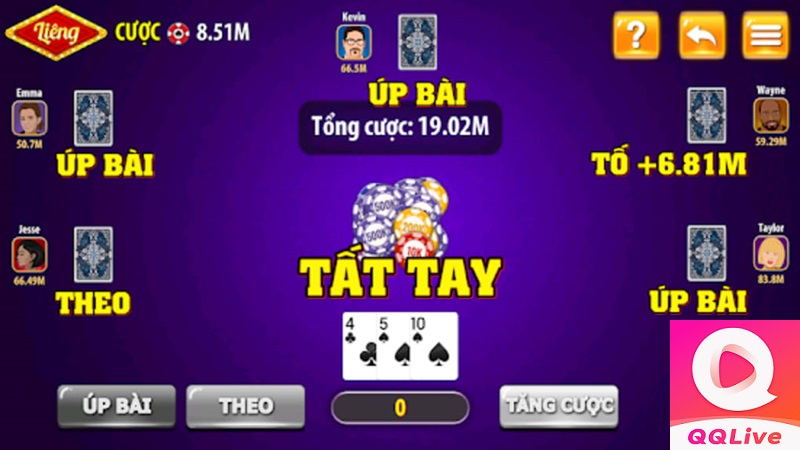 Chơi liêng cào tố trên QQlive
